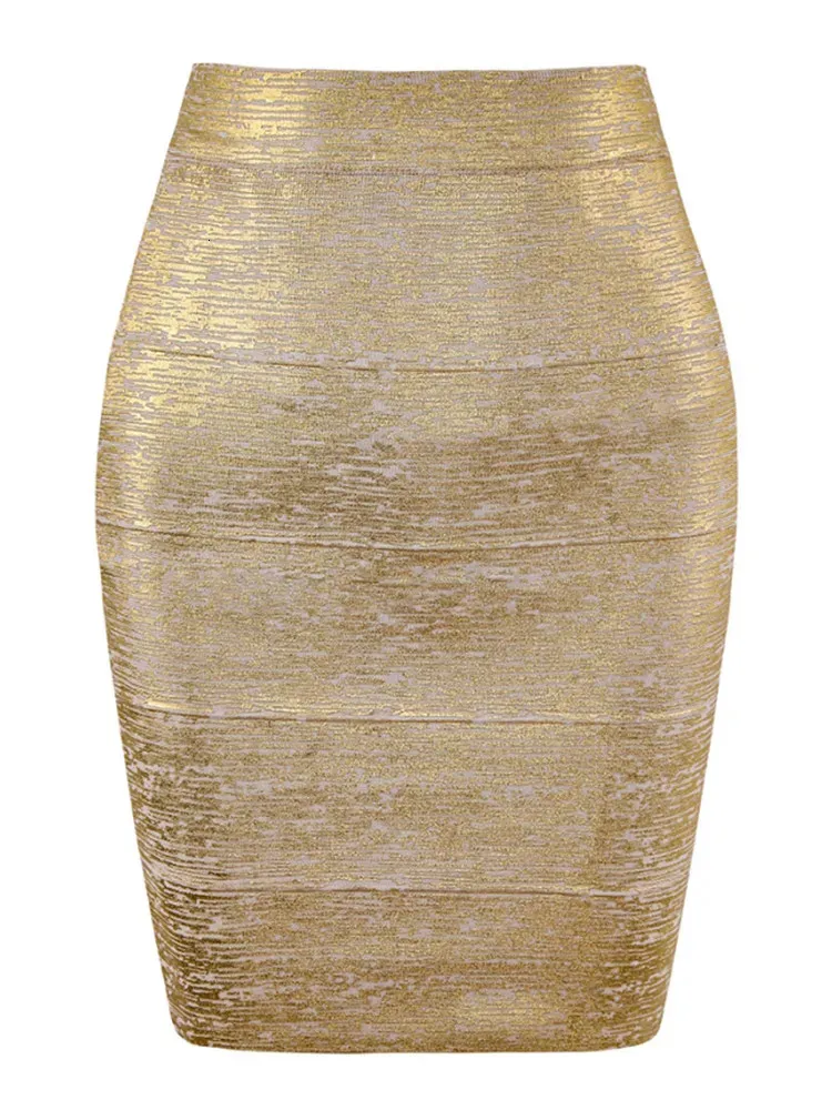 Kjolar grossistkvinnor sommar kjol sexig svart silver guld bandage high street designer mager party mini blyerts 45 cm 231016
