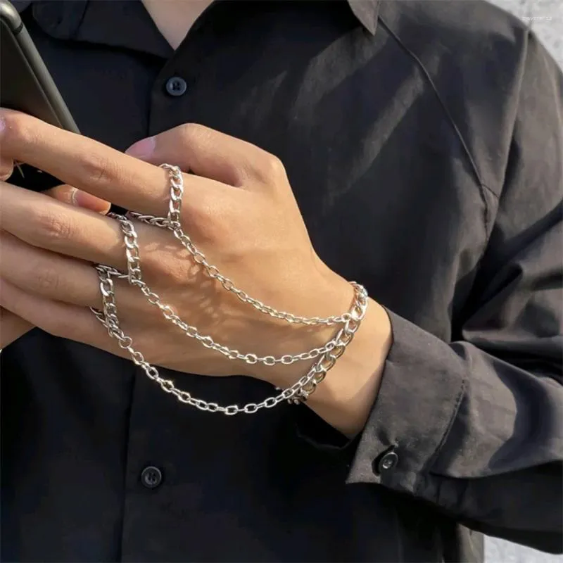 Bangle Fashion Metal Chain Linked Finger Bracelet For Men Hip-Hop Male Stree Personality Hand Back Jewelry Goods 2 Uah