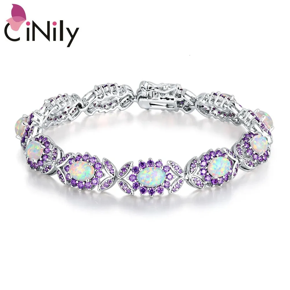 Chain Cinily White Fire Opal Armband For Women Wedding Silverplated Girls Fashion Jewelys Luxury Gems Armband OS69192 231016