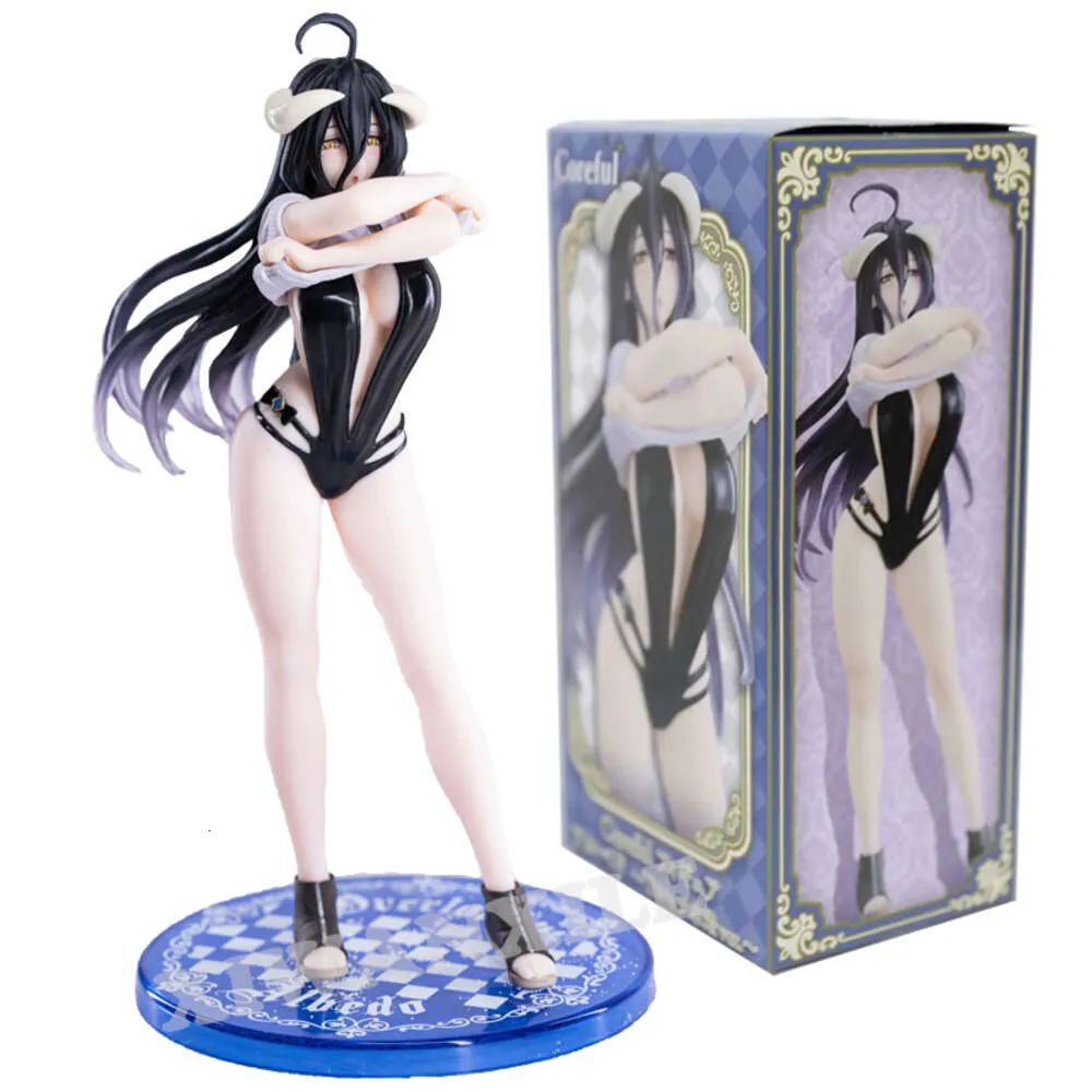 Vingerspeelgoed 18 cm Coreful Overlord Albedo Sexy Anime Girl Figuur Overlord Iv Albedo T-shirt Badpak Action Figure Collectible Model Pop Speelgoed