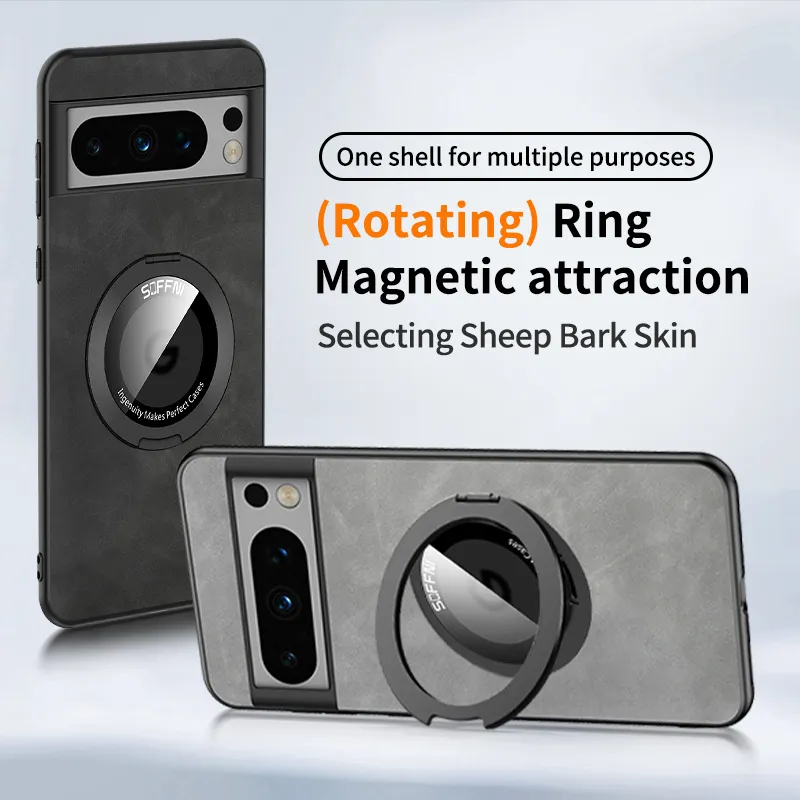 360 Rotating Magnetic Leather Phone Case for iPhone 15 Plus 14 13 Pro Max Samsung Galaxy S23 Ultra S23FE Google Pixel 8 8 Pro 7 7A 7Pro 6A Supporting Wireless Charging
