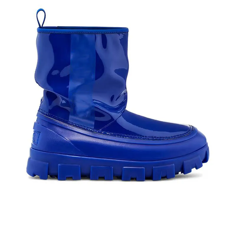 stivali da neve firmati blu donne australiane ug boot Fibbia in castagna pelliccia neve mezzo ginocchio Pantofola per capelli integrata in pelle di pecora e lana topshoesfactory