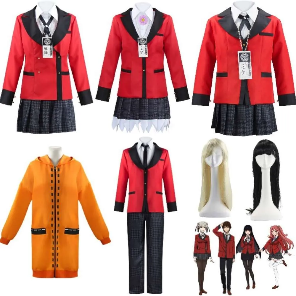 Cosplay Jabami Yumeko Yomozuki Runa Ryota Suzui Cosplay Kostüm Perücke Anime Kakegurui Compulsive Gambler Erwachsene Kind Schule JK Uniform