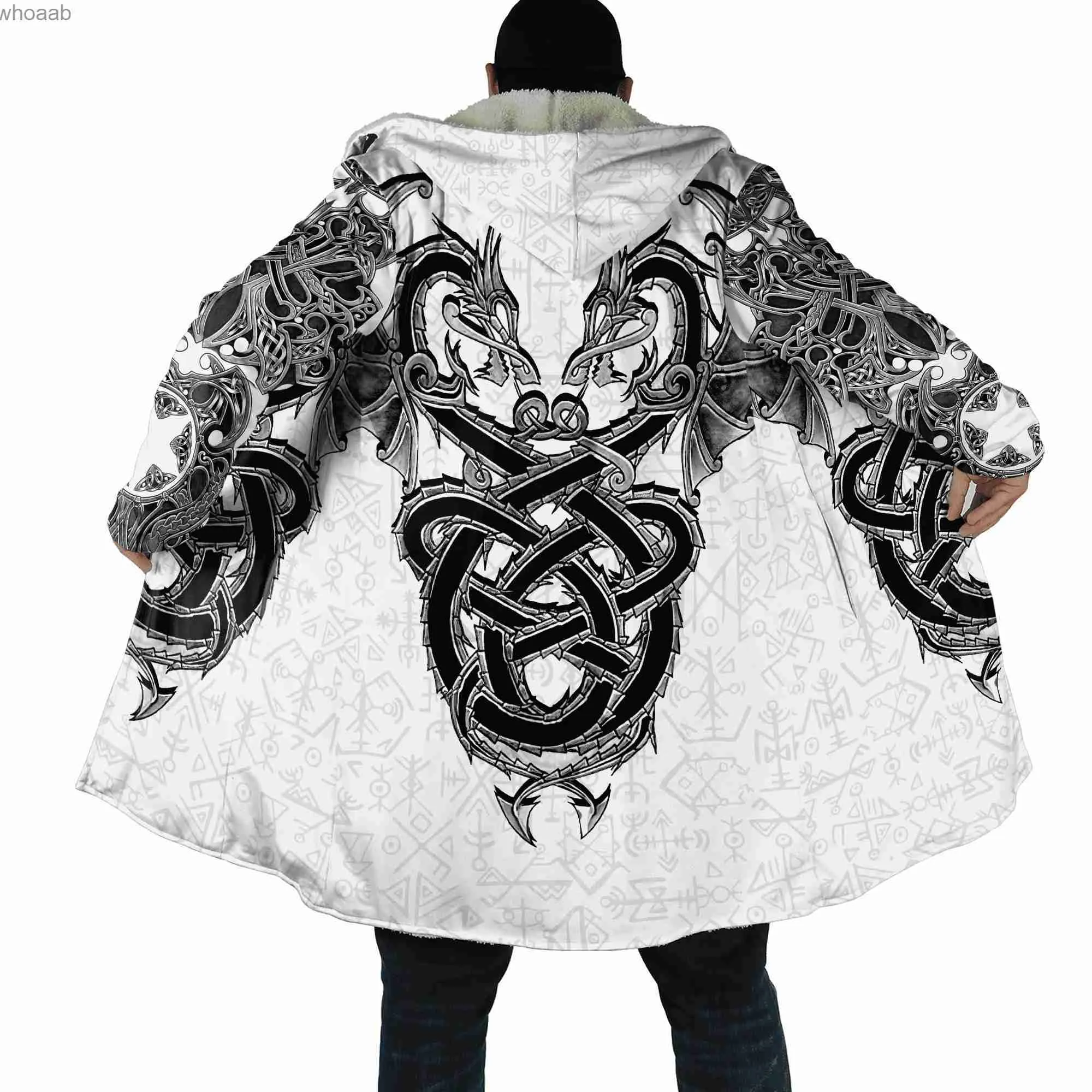 Mens Viking Wolf Tattoo Vegvisir Rune Tribal 3D Printed Fleece