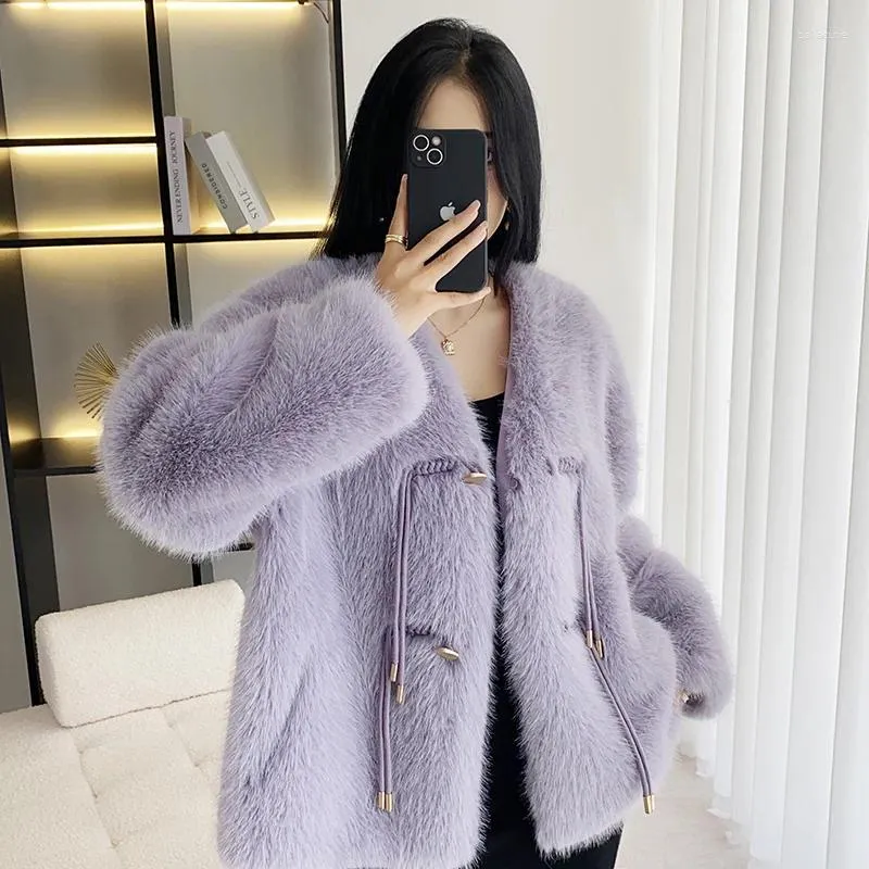 Women's Fur Coat 2023 Autumn Winter Hair Luxury Small Fragrance Short Jacket Korean Loose Fashion Warm Clothing Female