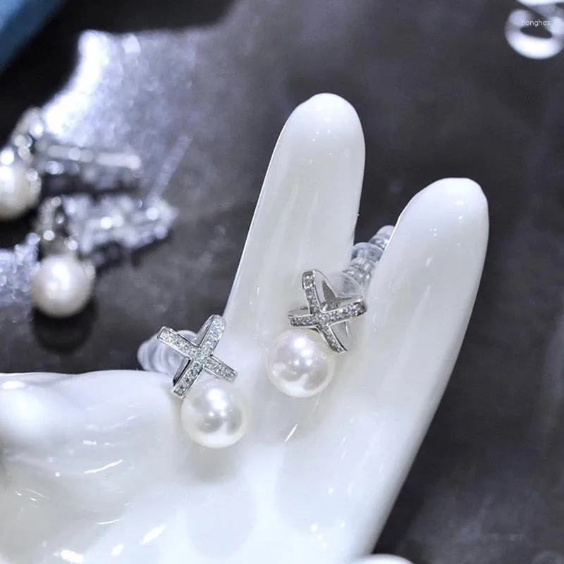 Kolczyki stadninowe meibapj 7-8 mm naturalny okrągły moda perłowa prosta 925 srebrna grzywna biżuteria ślubna dla kobiet
