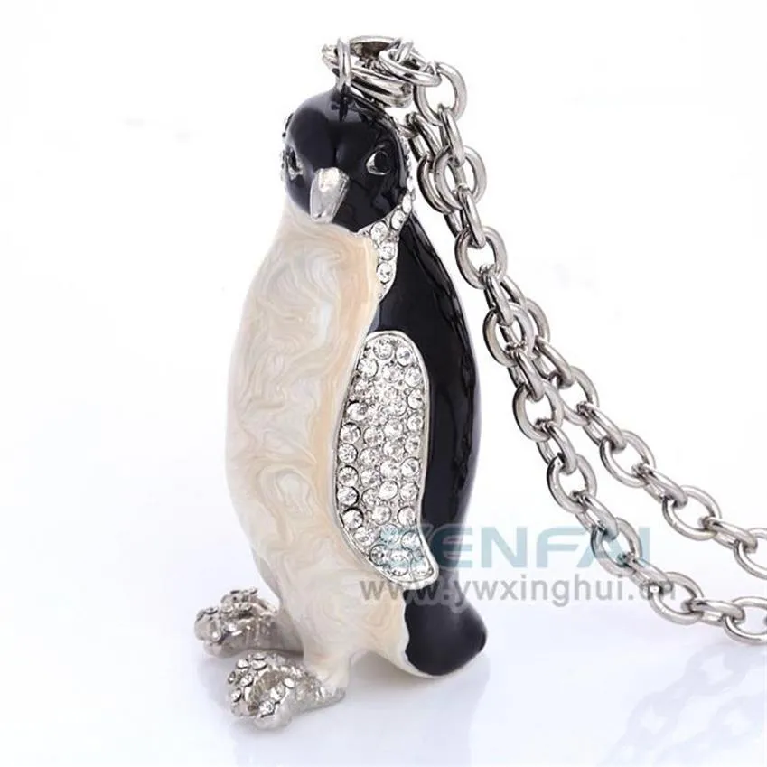 Senfai Tiny Emperor Penguin Pendant Necklace Ceramic Clay Ocean Bird Jewelry Natural Health for Men&Women Long Necklaces231U