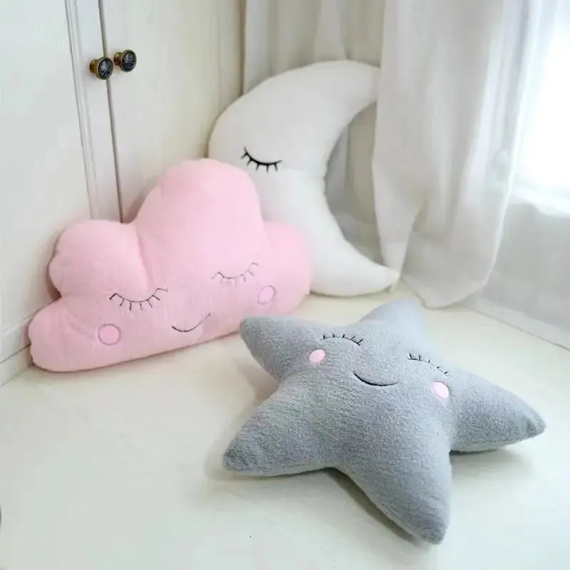 Oreillers en peluche Coussins Nordique Chambre D'enfants Décoratif Nuage Oreiller Doux En Peluche Coussins En Peluche Lune Étoile Nuage Oreillers Enfants Chambre Pépinière Décoration 231016