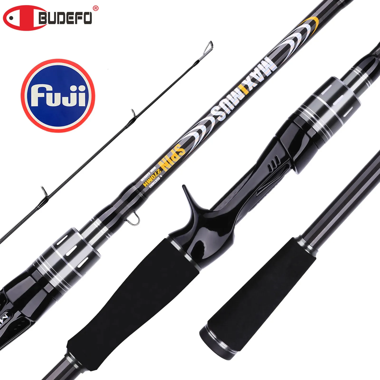 ボート釣り竿Budefo Maximus Lure Fishing Rod 1.8m 2.1m 2.4m 2.4m 2.7m 3.0m30Tカーボンスピニングベイトキャスティング富士ガイドトラベルルアーロッド3-50g ml/m/mh 231016