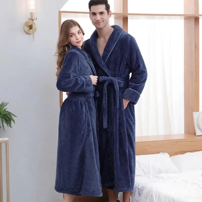 Kvinnors sömnkläder Höst- och vinter nattklänningar par midja badrock förtjockad förlängd plus storlek pyjamas