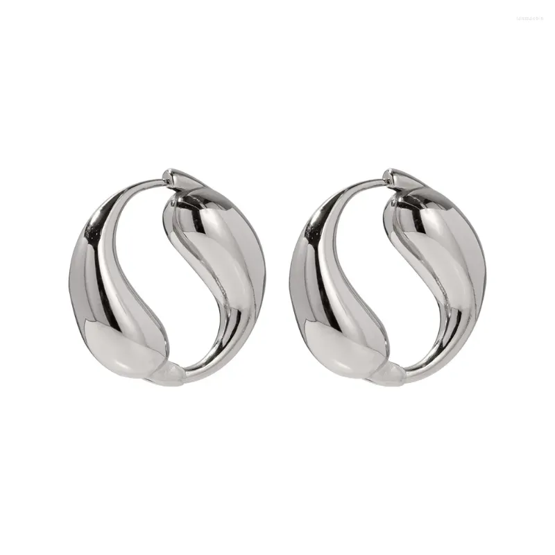 Hoop Earrings Creative Pattern Stainless Steel Silver Color O-Shaped Drop Shape Glossy Waterproof Fashion Jewelry For Women Gift