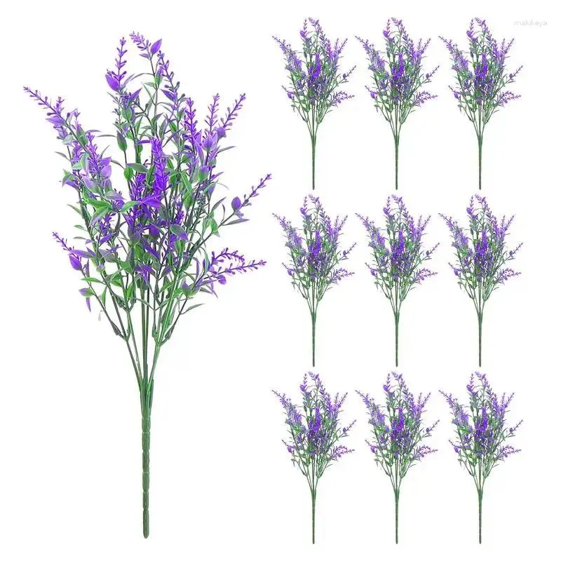 Fleurs décoratives plante de lavande artificielle faux 10 paquets résistant aux intempéries UV artisanat vibrant