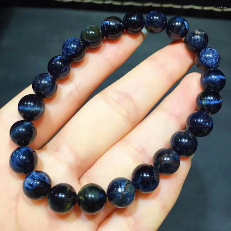 Strandcertificaat Natuurlijk blauw Pietersiet uit Namibië 9 mm ronde kralenarmband Krachtig stretchkristal Vrouw Man