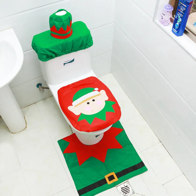Christmas Toilet Seat Covers Decorations,Santa Elf Toilet Ornament Christmas Bathroom Decor Xmas Home Indoor Decor