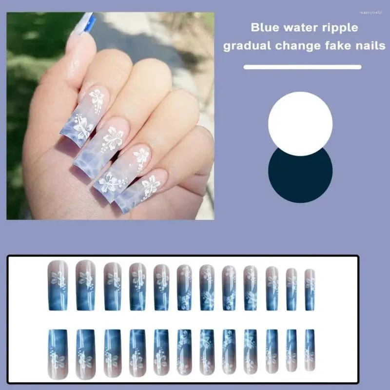 Blue + Water Colours | Nails, Long nails, Blue watercolor