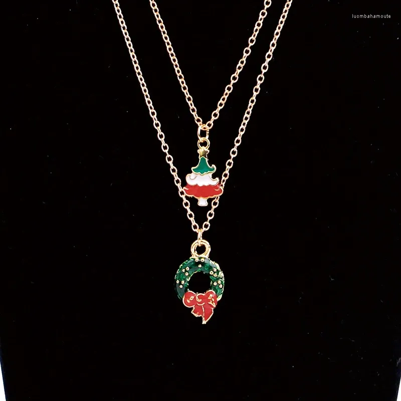 Ожерелья с подвесками, 2 шт./компл., рождественский венок, подвески, ожерелье для девочек, детские праздничные украшения, подарок на Рождественский фестиваль