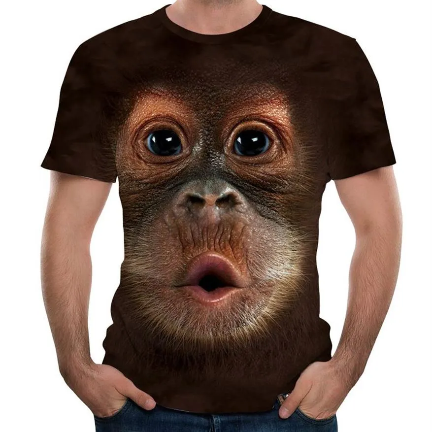 Мужские футболки с 3D принтом животных, обезьяна, футболка с коротким рукавом, забавный дизайн, повседневные топы, футболки, мужская футболка на Хэллоуин, 236s
