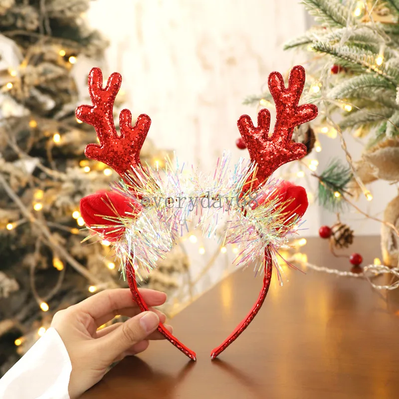 Weihnachten Stirnbänder Pailletten Rentier Geweih Ohren Haar Hoop Für Frauen Mädchen Weihnachten Party Dekoration Cosplay Haar Zubehör