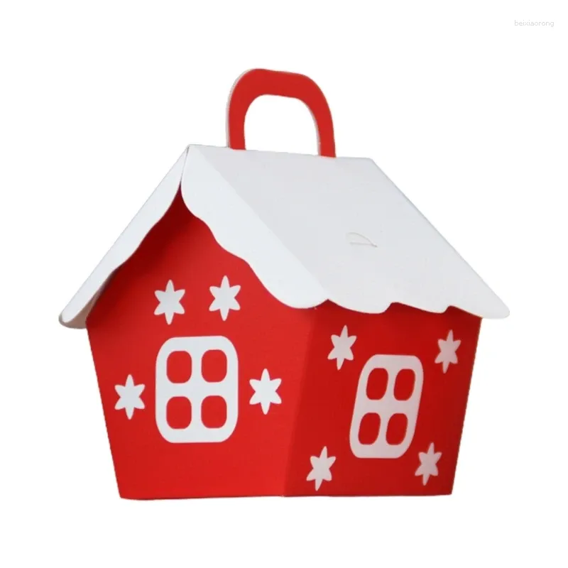Christmas Decorations 50pc House Shape Decorative Candy Bag Box Gift Present Packaging For Festival Holiday Year