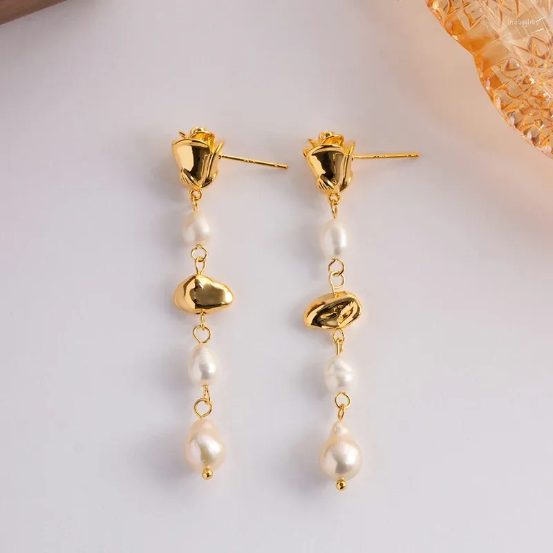 Boucles d'oreilles pendantes en argent 2023 925, perles d'eau douce naturelles, goutte de pompon pour femmes, bijoux de luxe