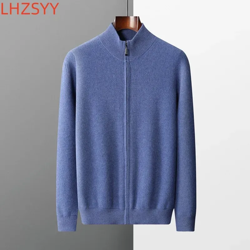 Herenmix LHZSYY Kasjmier gebreid vest Middelbare leeftijd Opstaande kraag Zip-up jas 100 Pure Herfst Winter Dikke trui Herenjas 231016