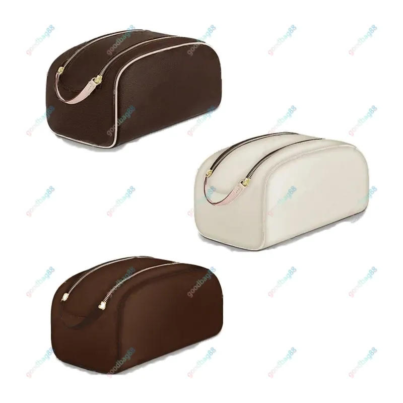 Borsa da toilette grande di design Borsa per cosmetici Borsa da toilette di lusso Frizione Kit da toilette Tela in pelle Set di alfabeto classico e motivo a scacchiera M47528 N47527