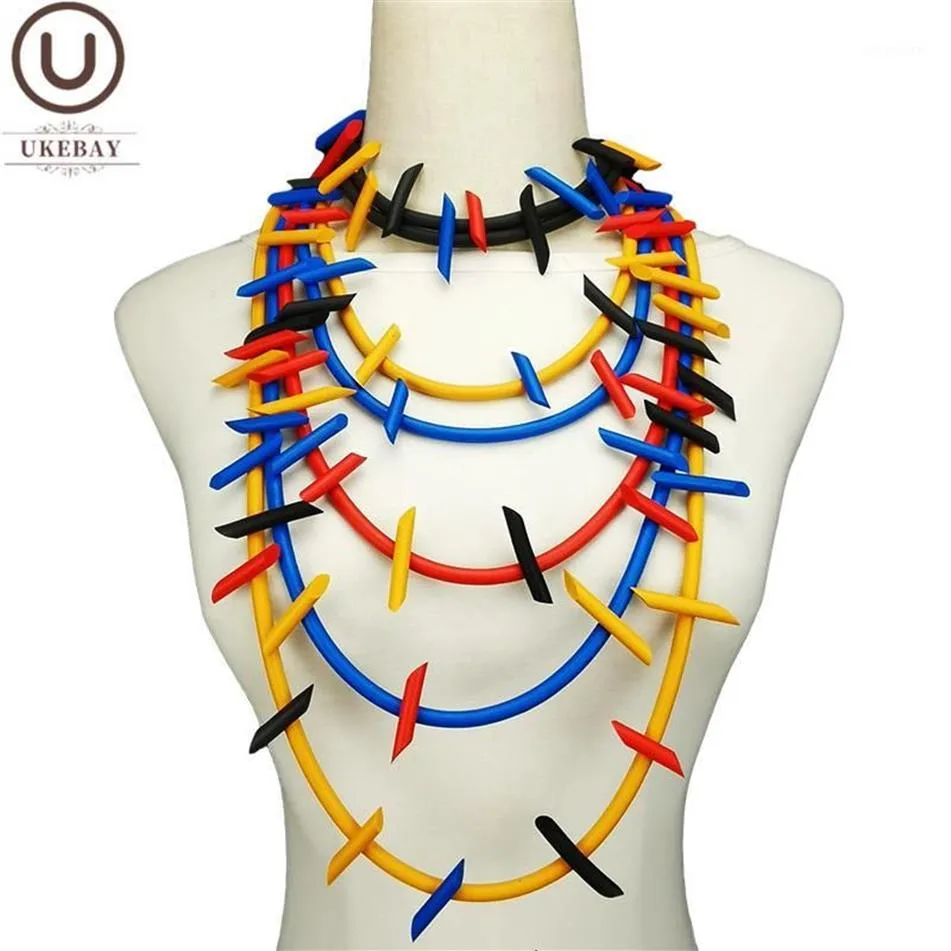 Gargantillas UKEBAY Collar Gargantilla multicolor Collares Mujeres Suéter gótico Cadena Joyería de goma hecha a mano Accesorios de fiesta Necklace12382