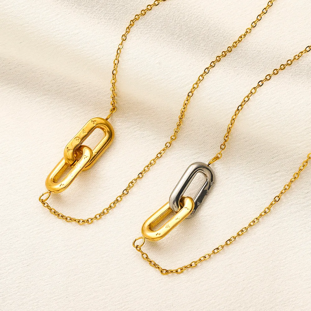 Designer kvinnors halsband örhängen set charm tjej örhängen design smycken 18k guld pläterad brev familj gåva