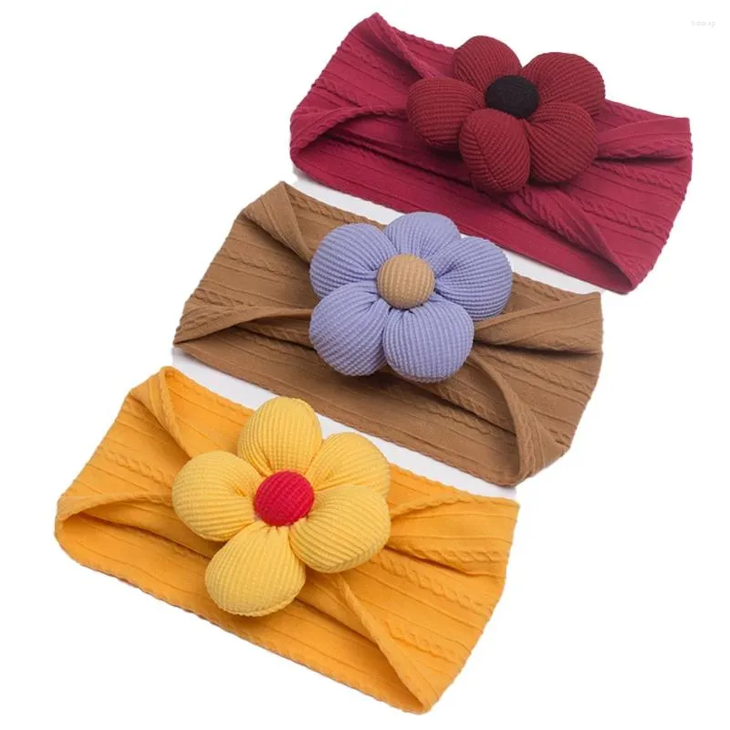 Accessoires pour cheveux, gros nœud fleur, bandeaux élastiques pour enfants filles, bandes douces, bandeaux à la mode, Turban pour enfants