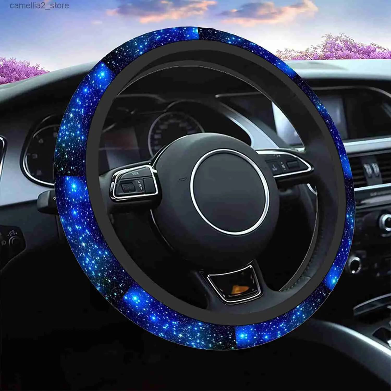 Couvre Volant Galaxy Bleu 15 Couvre Volant Belle Galaxie et Étoile Couverture de Volant de Voiture Mignonne Accessoires de Voiture pour Filles Q231016