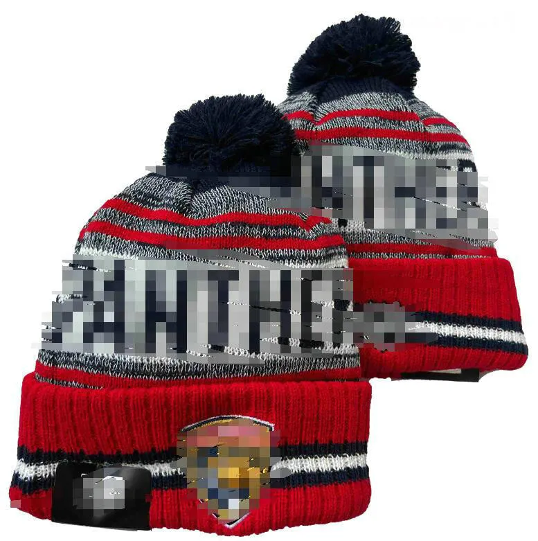 Gorros de punto con puños para hombre y mujer, gorros de Panthers con pompón, gorros de Washington, gorro de punto deportivo, gorros de béisbol cálidos de lana a rayas