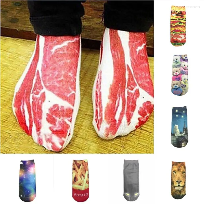 Chaussettes pour hommes uniques été automne dessin animé hommes femmes courtes peinture 3D art heureux bateau drôle mignon coloré unisexe cheville