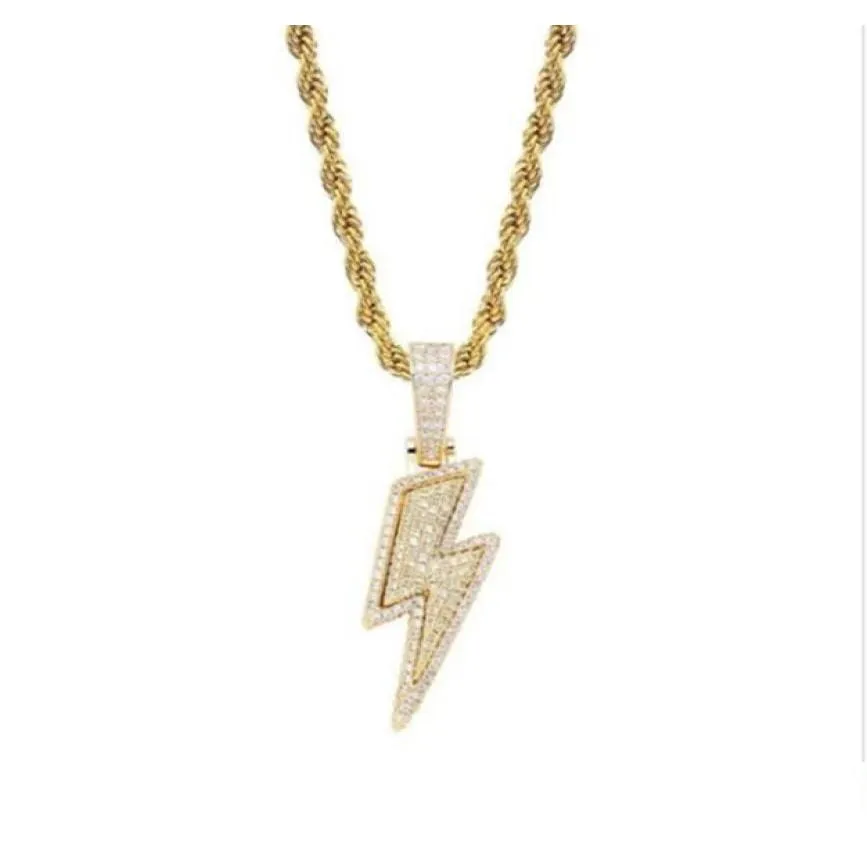 Pendant Necklaces Lced Out Bling Light Necklace With Rope Chain Copper Material Cubic Zircon Men Hip Hop Jewelry Locket For Drop Del Dh3Ec