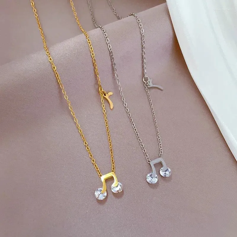 Hanger Kettingen Muzieknoot Zirkoon Ingelegde Ketting Voor Vrouwen Mode-sieraden Y2K Accessoires Vriendschap Gouden Sleutelbeen Keten