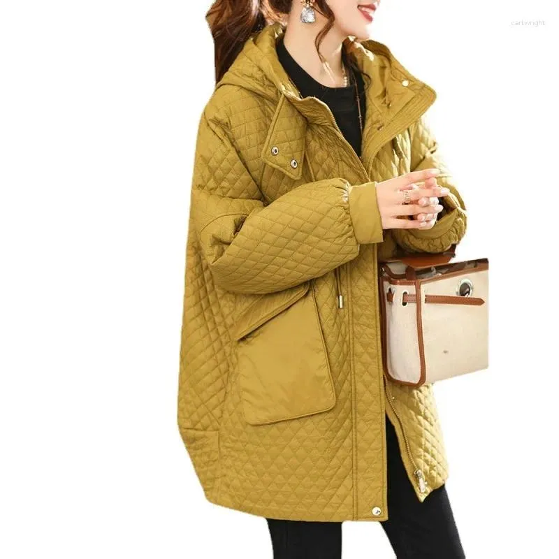 Trench da donna 2023 Piumino in cotone Autunno Inverno Parka allentato Coreano a maniche lunghe con cappuccio imbottito Cappotto caldo Cappotto femminile