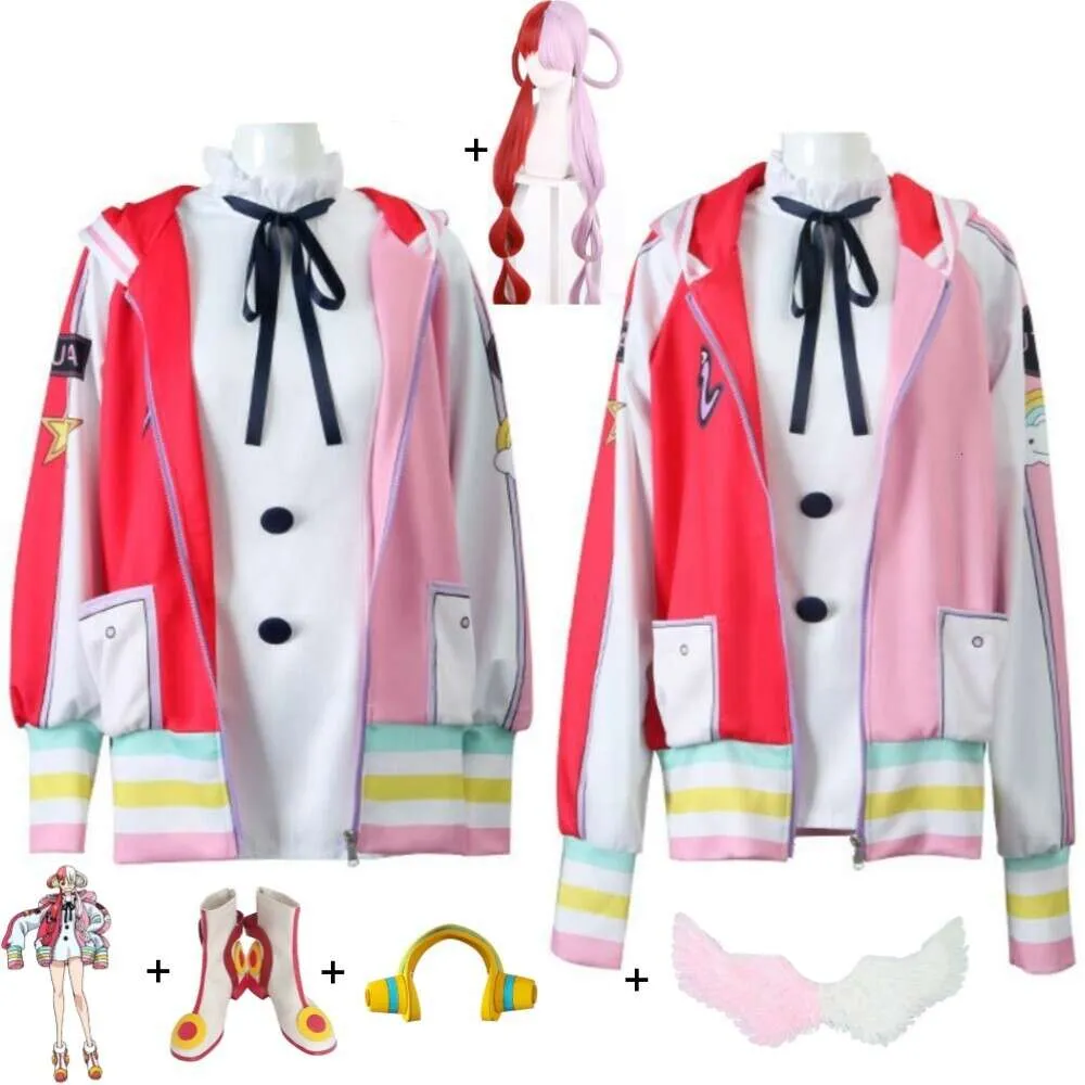 Cosplay Anime Uta versione teatrale film film rosso figlia di Shanks costume cosplay parrucca ali scarpe cuffia adulto bambino vestito di Halloween