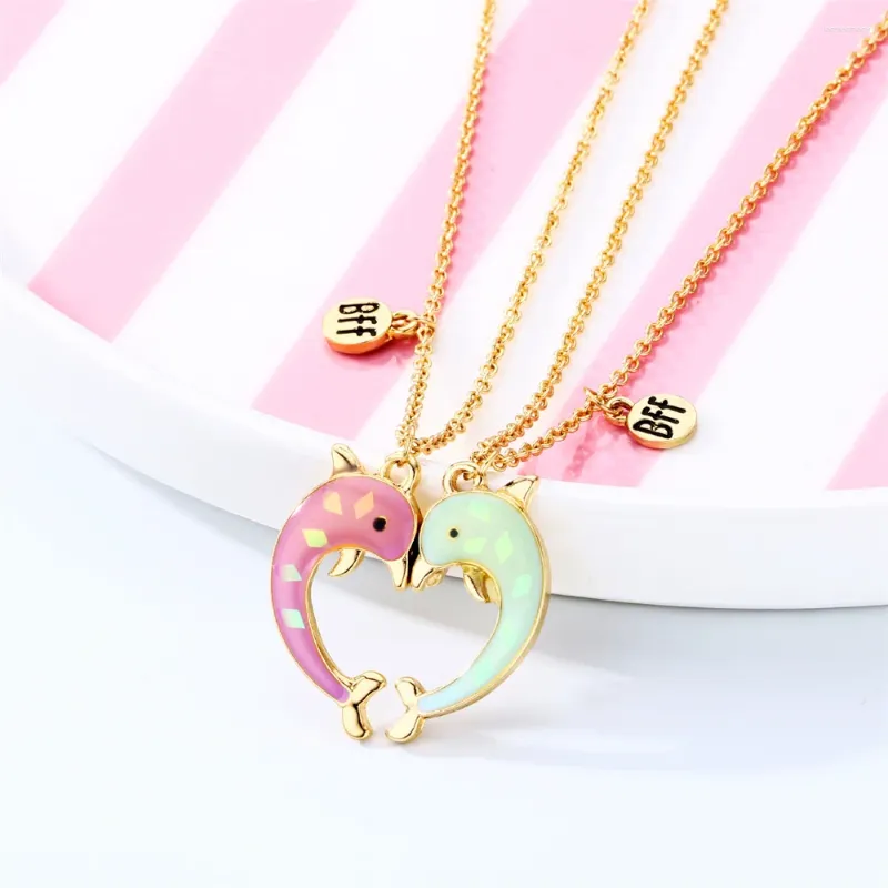 Pendant Necklaces Cute Cartoon Dolphin Magnet Necklace For Women Girls Exquisite Animal Friends Pendants Clavicle Chain DIY Jewelry Gifts