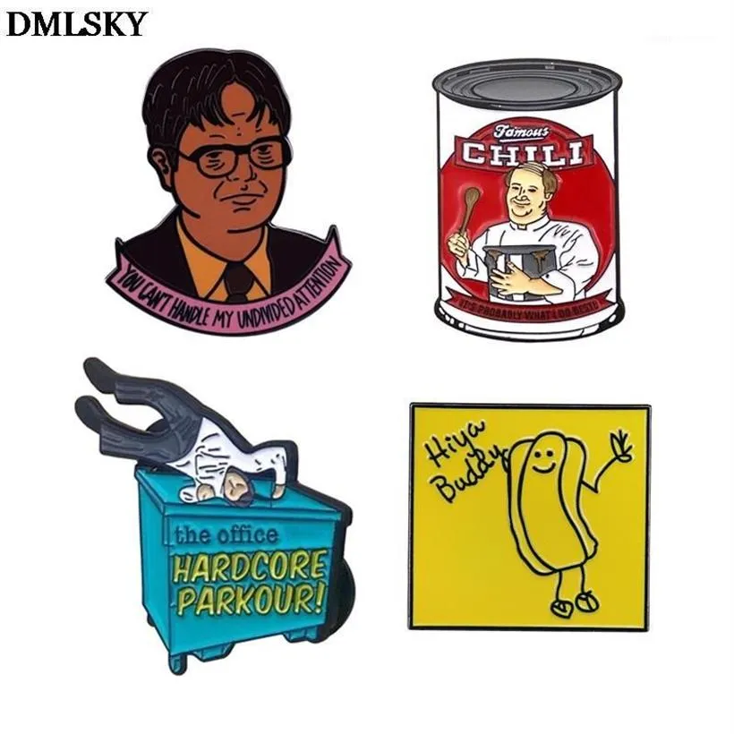 Pinki broszki DMLSKY Office Fun Metal Enamel Pins i dla kobiet mężczyzn