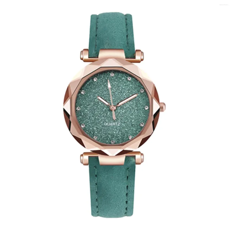 ساعة Wristwatches نجمة الأزياء للسيدات Sky Watches Nubuck Leather Belt Diamond Quartz Watch Women Dress Clock Relogio Feminino