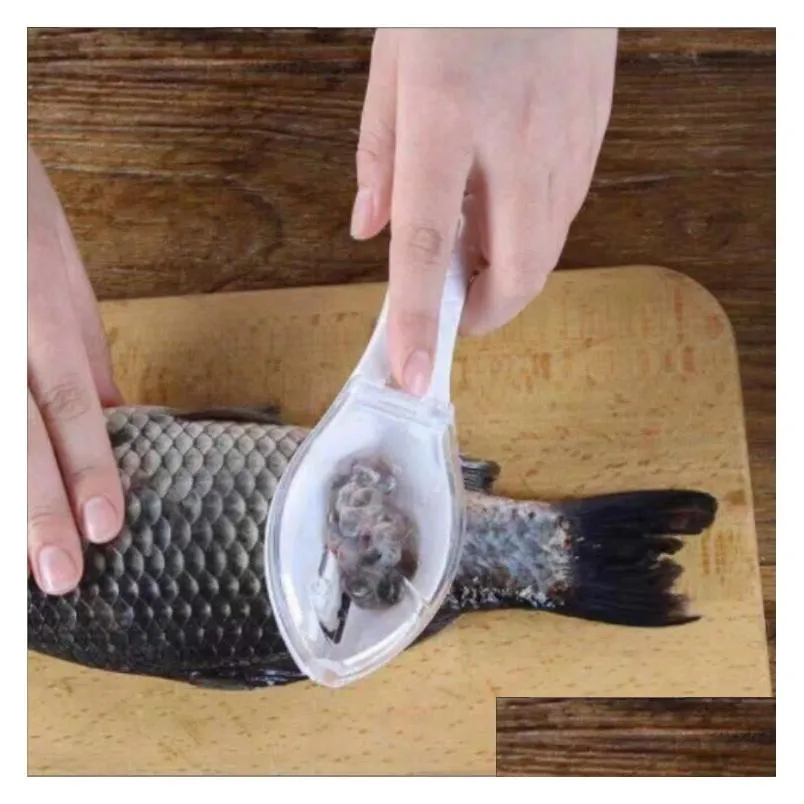 Otros accesorios para cuchillos Escamas de pescado Ralladores Raspador Herramienta de limpieza Dispositivo Scra con Er Hogar Cocina Herramientas de cocina Drop Delivery Garde Dhkmp