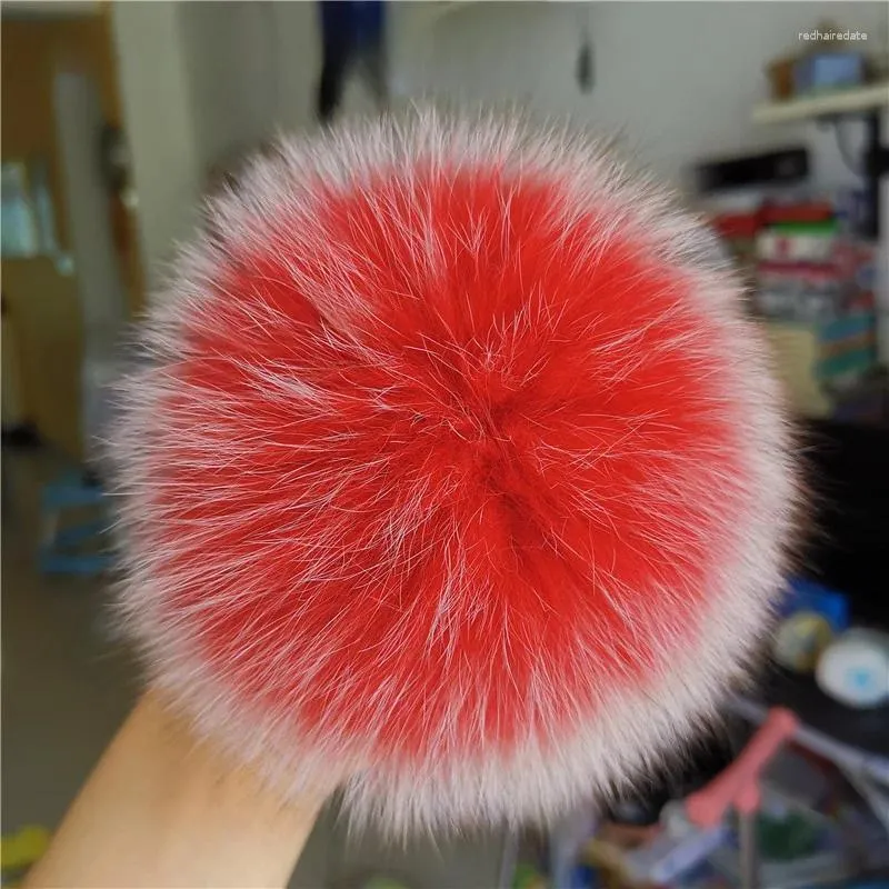 Schals echtes Fell -Pompom 1 pc fluffy rot 15 cm natürlicher Pom für Strickmütze Mützen Schuhe Schal Kettenkettenkugeln