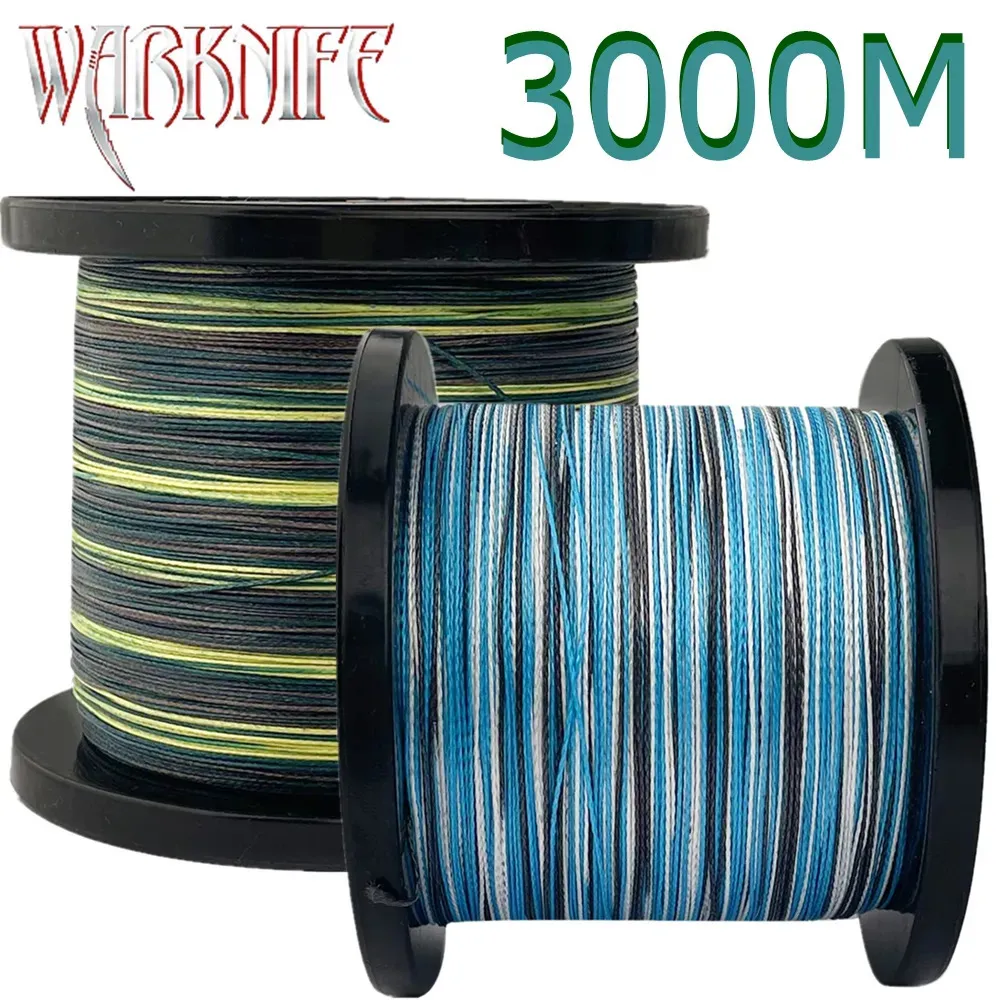 Linha de trança Warknife Linha de pesca trançada 8 fios 4 fios 3000m 6-300LB Super Power PE Fiber Line Japão Multifilamento Camo Linha de pesca 231016