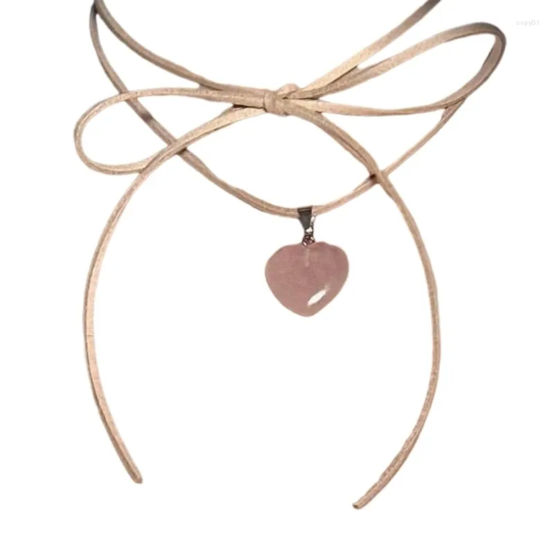 Anhänger Halsketten Einfache Kristall Herz Kragen Halskette Lange Seil Spitze Up Choker Schlüsselbein Kette Mode Schmuck