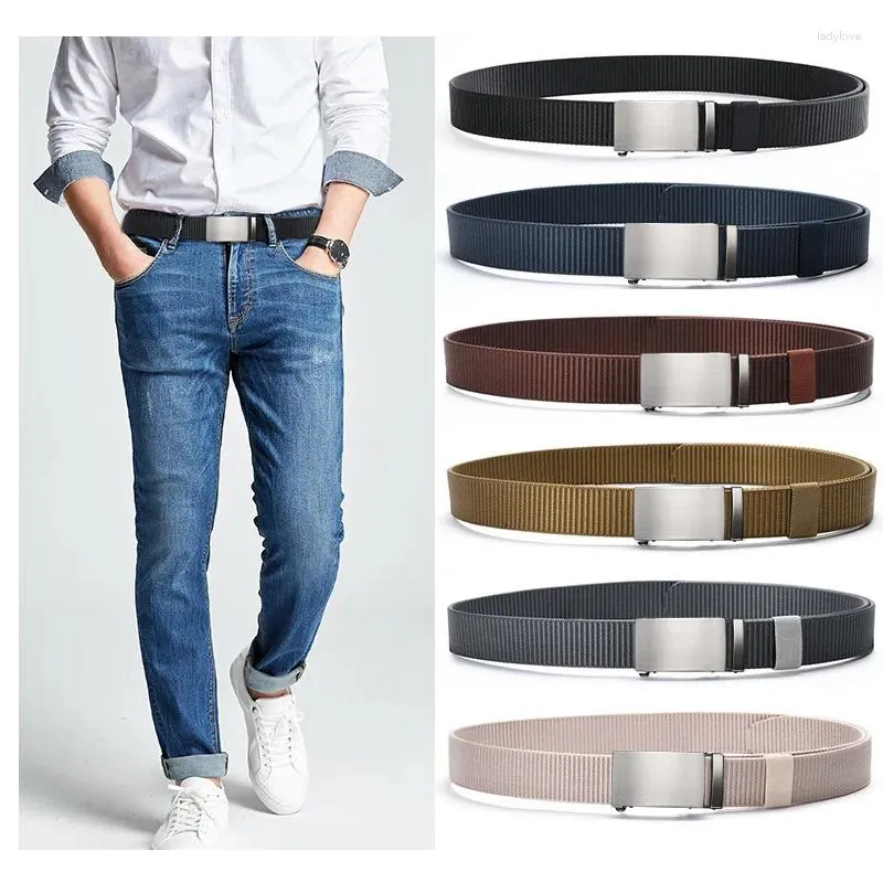 Belts Belt Men's Automatic Buckle Canvas Casual Fashion Middle-aged And Young Wearing Toothless