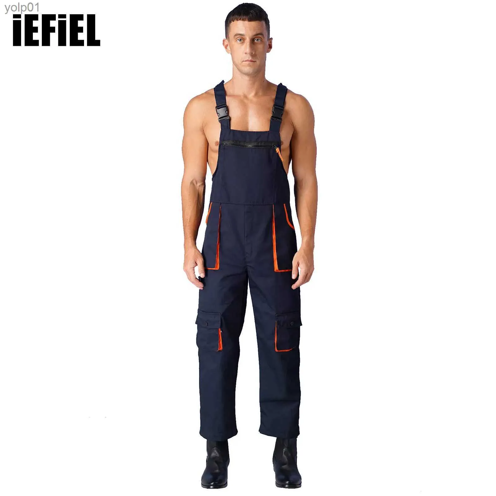 Men's Tracksuits Mens Wear Resistant Overalls Jumpsuit Adjustable Straps ltiple Pockets Work Dungarees Bib And Brace CoverallsL231016