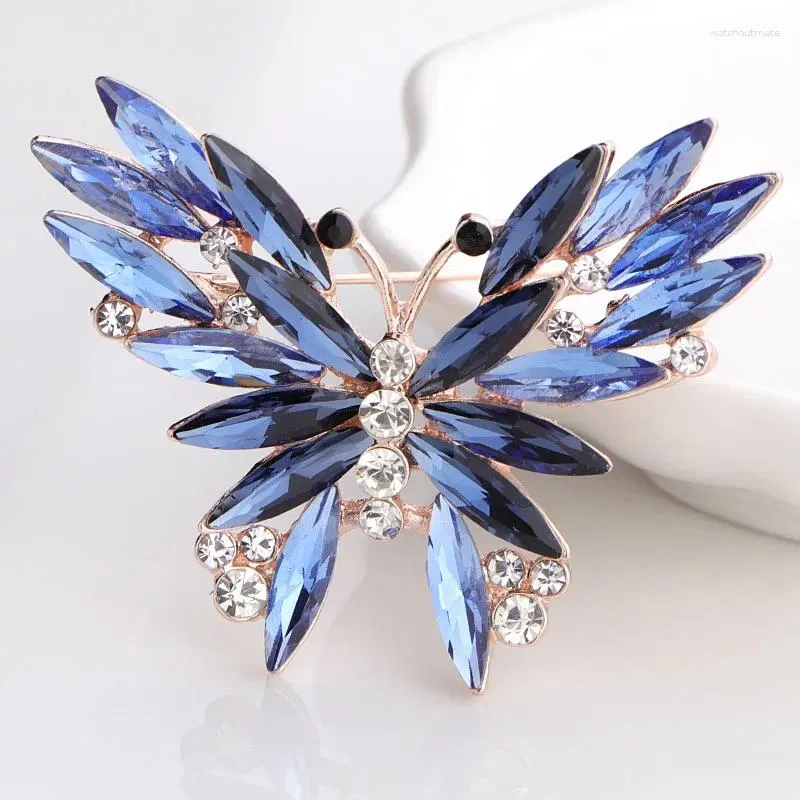 Broszki J.T Baby Butterfly Hexapod Blue Beauty Women Crystal Exquipite Pins Pins Wedding Hurtowe urodziny Pink Prezenty