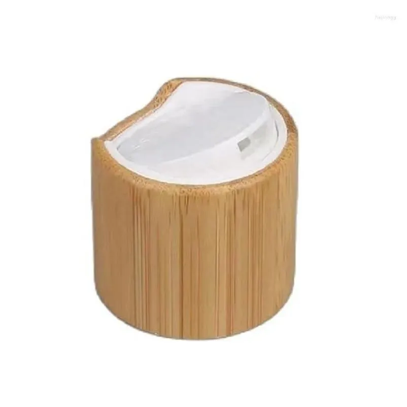 Storage Bottles Jars 20/410 24/410 28/410 Bamboo Disc Cap Eco Natural Wooden Lid Cosmetic Lotion Shampoo Shower Gel Top Drop Deliv Dhfux