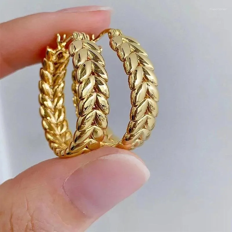 Creolen YUNLI Echtes 18 Karat Gold Ähre Reines AU750 Vintage Für Frauen Edlen Schmuck Geschenk