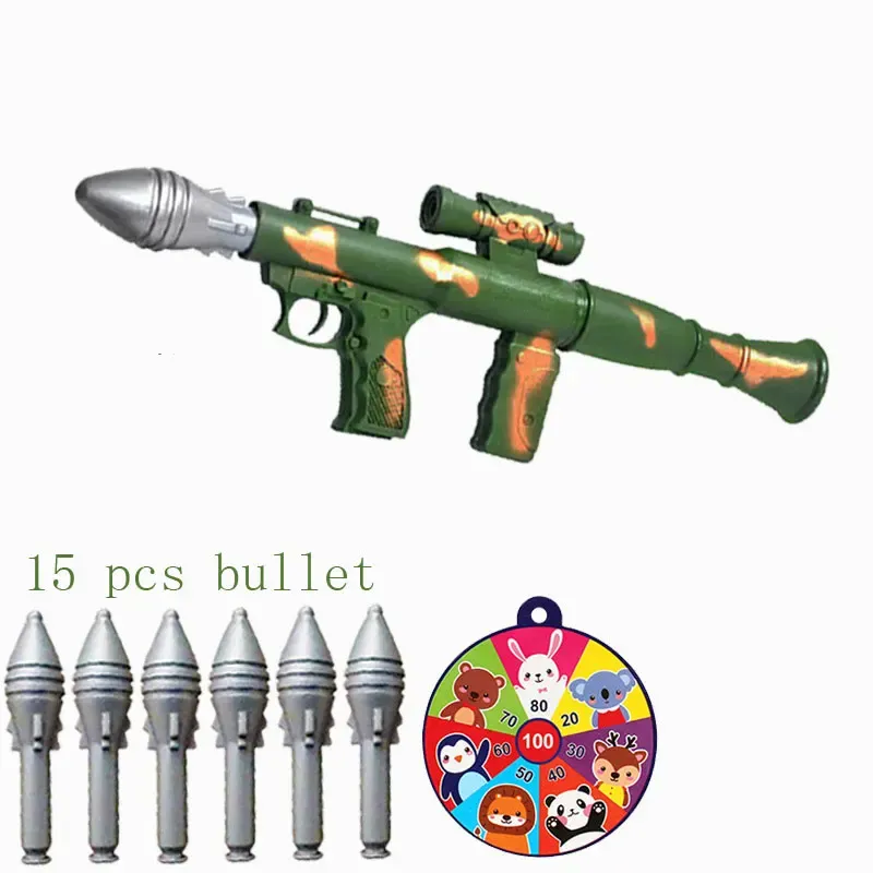 Dzieci Soft Bullet Foam Pistolet Zabawka Wojskowa Rakieta Rakienia z kulami dla chłopców Dzieci Outdoor Game Prezenty Pistolety dla dzieci