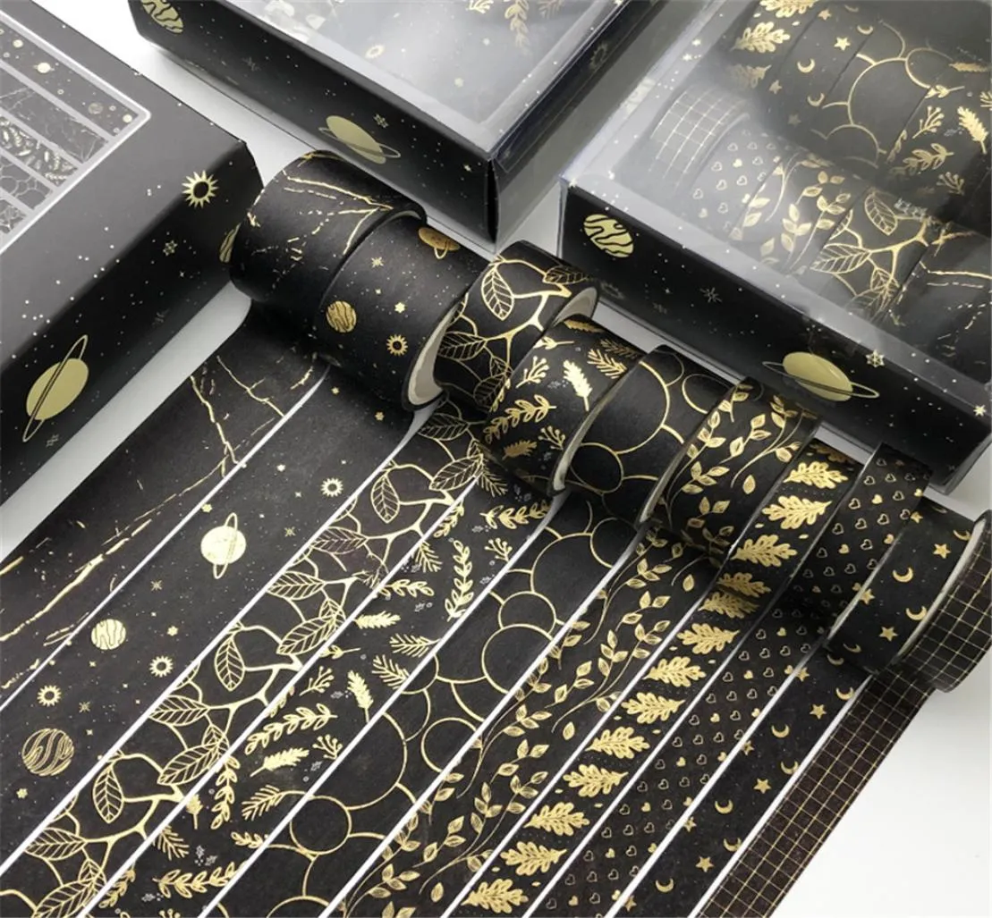 10 PCSSet Gold Washi Tape Vintage Taśma maskowania Śliczna dekoracyjna kleja naklejka do skrobiarki Dziennik Stationerery 2016 JKXB21035270076